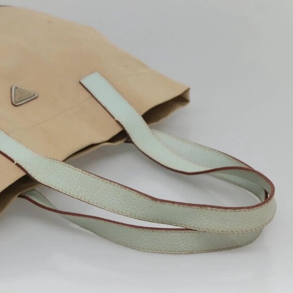 PRADA Tote Bag Canvas Beige Silver Auth - Picture 7 of 15